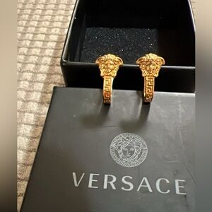 Versace Gold Tone Medusa Earrings
